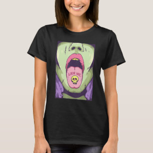 Slicka mig gå Tunga med Skull Pill Emo Punk Gothi T Shirt
