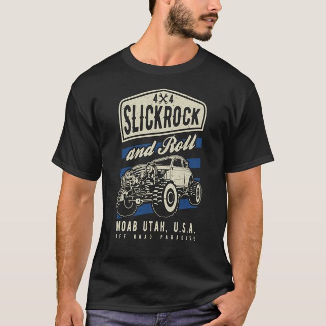 Slickrock and Roll Moab Utah Offroad Sten Crawler T Shirt (Framsida)