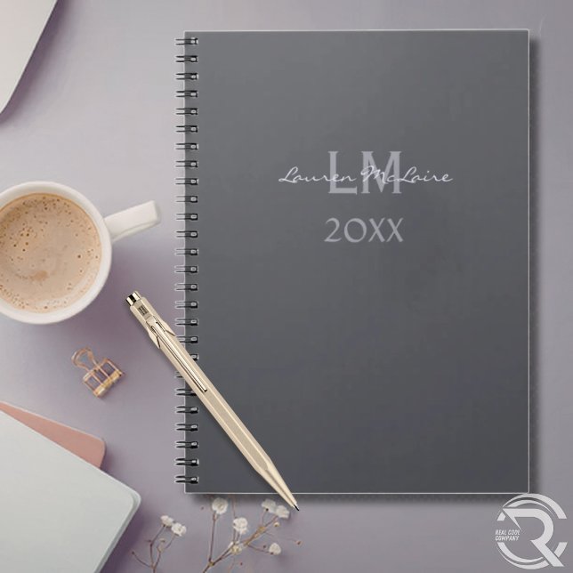 Slickt skiffergrått företagsmässigt professionellt anteckningsbok (Sleek Slate Gray Corporate Professional Monogram Notebook)