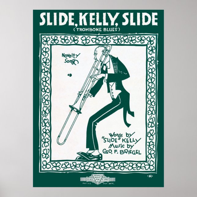 SLID, KELLY, SLIDE ... TROMBONE BLUES 1920 POSTER (Framsidan)
