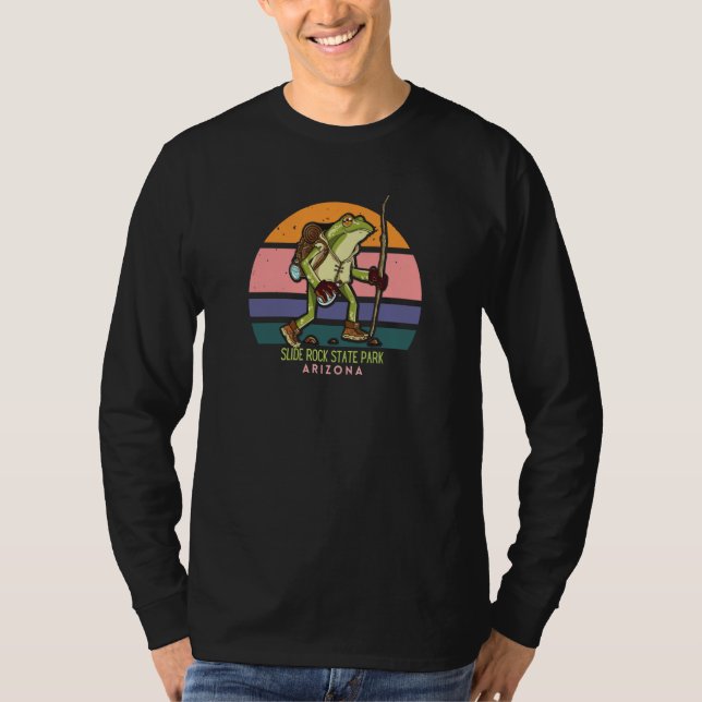 Slide Rock State Park Arizona Hiking Frog Walking  T Shirt (Framsida)