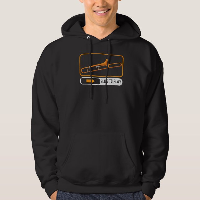 Slide To Play Musical Instrument Musician Trombone Hoodie (Framsida)