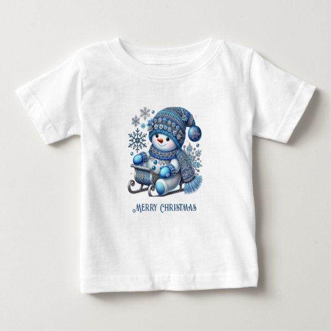 Sliding Snögubbe Baby T-Shirt (Framsida)