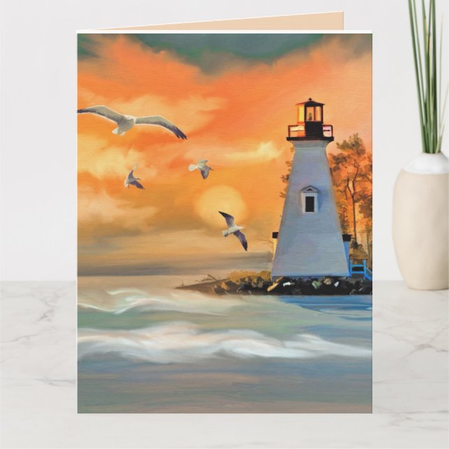 SLIGHTHUSE SEASIDE ART BIRTHDAY Greeting Card Kort (Framsida)