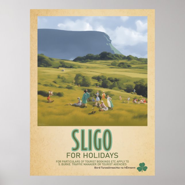 Sligo Ireland, Retro Irish Travel Advert Poster (Framsidan)