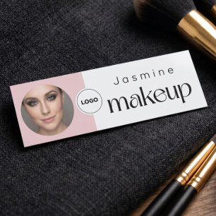 Slim Blush Rosa Skönhet Professionell MUA Foto Qr Namnbricka