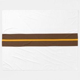 Slim Cocoa Brown Gult Tävla Rand på vitt Fleecefilt