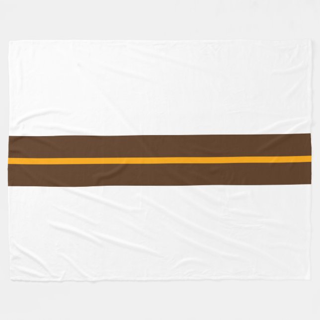 Slim Cocoa Brown Gult Tävla Rand på vitt Fleecefilt (Framsidan (Horisontell))