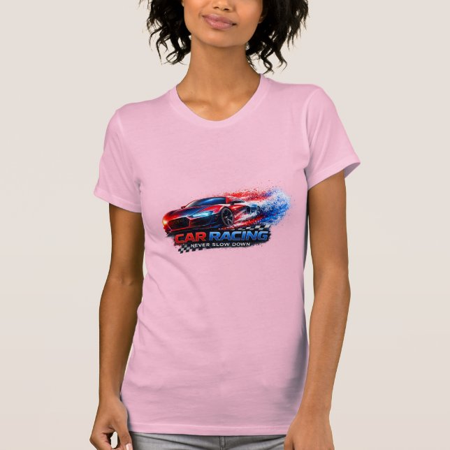 Slim Fit Racing Car T-Shirt för Kvinnor – Modig Fa (Framsida)