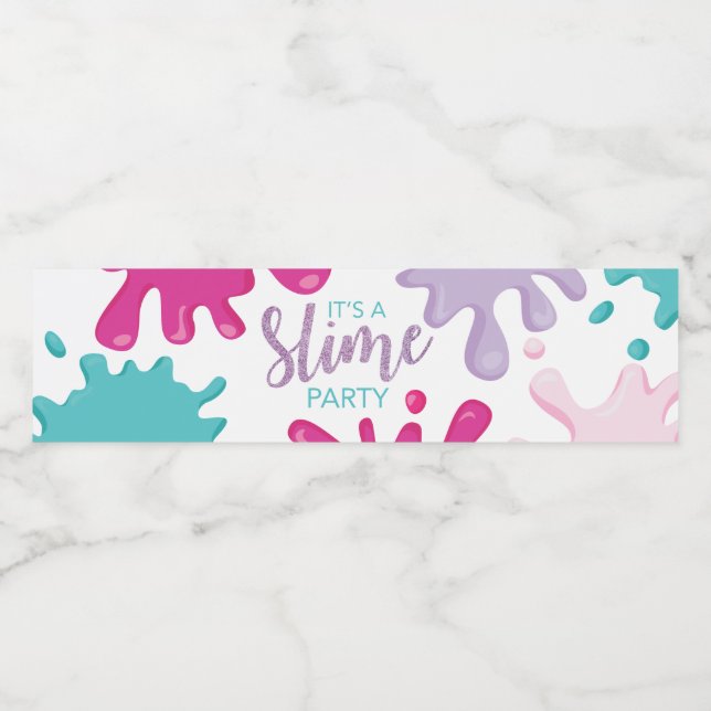 Slim födelsedagsfest vattenflasketiketter rosa vattenflaskor etikett (Singel etikett)