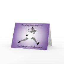 Slim Girl Tennis Player Birthday Card