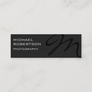 Slim Grått Black Monogram Photography-Affärskort Mini Visitkort