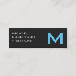 Slim Grått Blue Monogram Photograf Affärskort Mini Visitkort