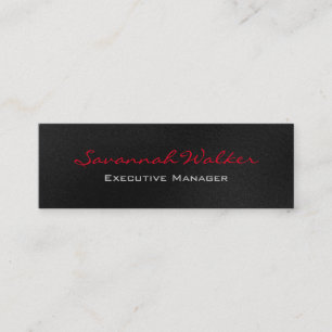 Slim Grått Red Script Professionell Modern Trendig Mini Visitkort