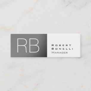 Slim Grått White Monogram Manager-Affärskort Mini Visitkort