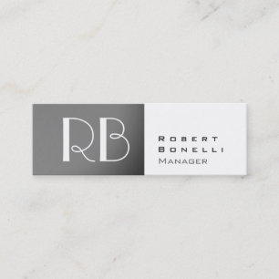Slim Grått White Monogram Manager-Affärskort Mini Visitkort