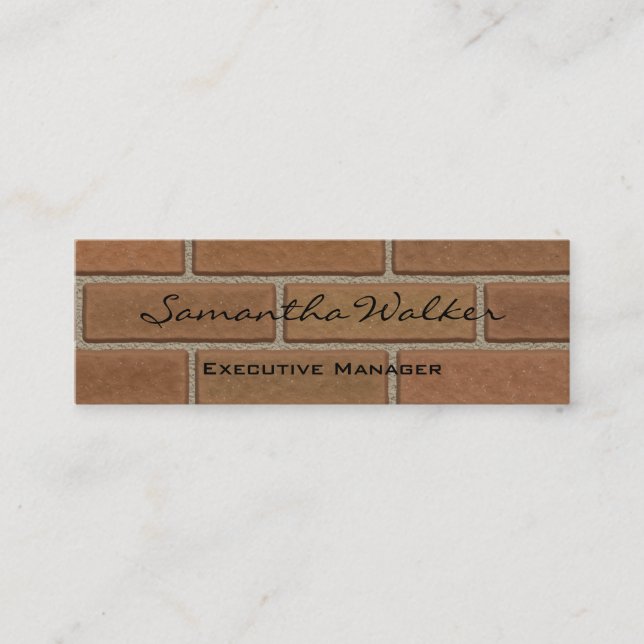 Slim Handwrite Modern Trend Wall Bricks Brown Mini Visitkort (Framsida)