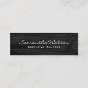 Slim Handwrite Modern Trendig Grått Wood Mini Visitkort