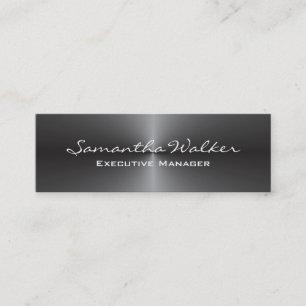 Slim Handwrite Modern Trendig Metallic Grått Mini Visitkort