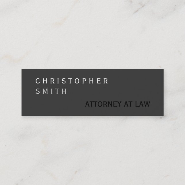 Slim Modern Grått Attorney på Law Affärskort Mini Visitkort (Framsida)