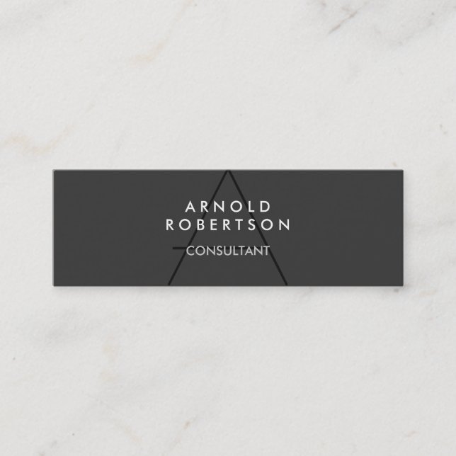 Slim Monogram Plain Grått Trendig Affärskort Mini Visitkort (Framsida)