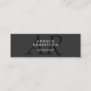 Slim Monogram Plain Grått Trendig Affärskort Mini Visitkort