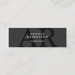 Slim Monogram Plain Grått Trendig Affärskort Mini Visitkort