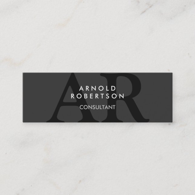 Slim Monogram Plain Grått Trendig Affärskort Mini Visitkort (Framsida)