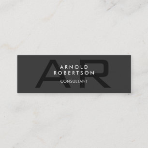 Slim Monogram Plain Grått Trendig Affärskort Mini Visitkort
