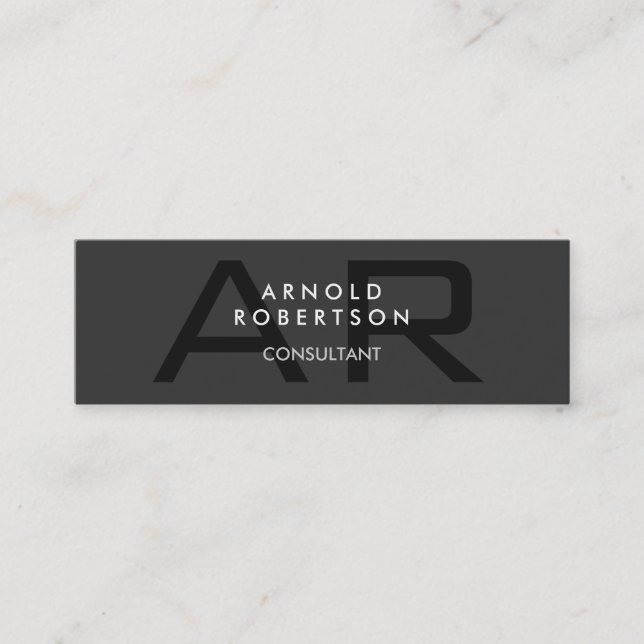 Slim Monogram Plain Grått Trendig Affärskort Mini Visitkort (Framsida)