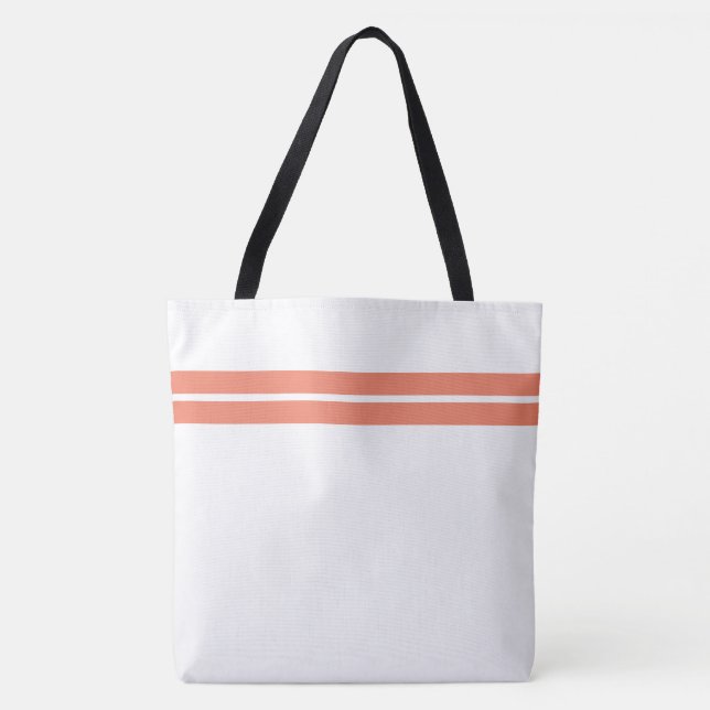 Slim Twin Salmon Rosa Tävla Rand på vit Tygkasse (Framsida)