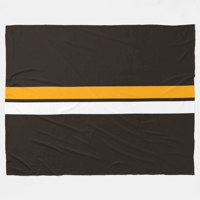 Slim White Gult Tävla Rand på Mörk Brown Fleecefilt (Framsidan (Horisontell))