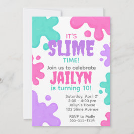 Slime Birthday Inbjudningar