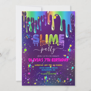 Slime Birthday Inbjudningar