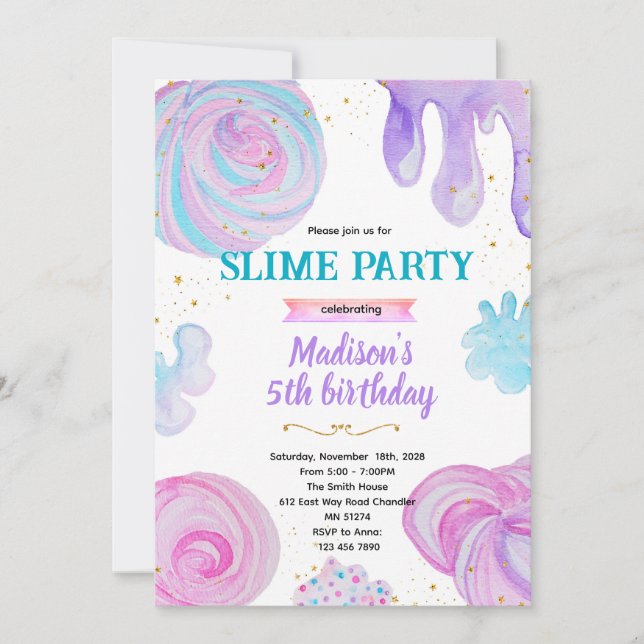 Slime Birthday party invitation Inbjudningar (Framsida)