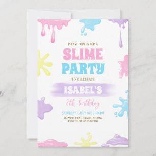 Slime Födelsedagsfest Inbjudningar