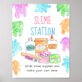 Slime födelsedagsfest slime station-tecken poster