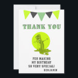 Slime Monster Grönt Funny Birthday Tack Kort<br><div class="desc">Slime Monster Grönt Lustigt födelsedagstack. Anpassa kortet med ett barns namn och tack. Det här födelsedagstacket du kort har ett grönt äckligt glimmermonster. För en flicka eller en pojke som kärlek glider och monster.</div>