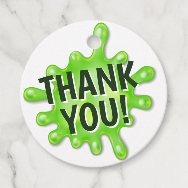 Slime Party Birthday Gåvor Etiketter (Framsida)