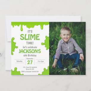 Slime Party Birthday Photo Inbjudningar