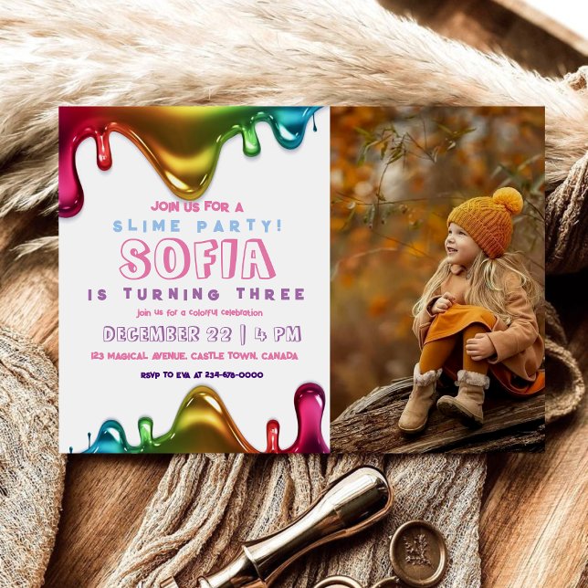 Slime Party Rainbow Slime | Kön neutralt Inbjudningar (Skapare uppladdad)