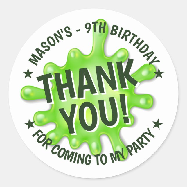 Slime Party Tack Runt Klistermärke (Framsida)