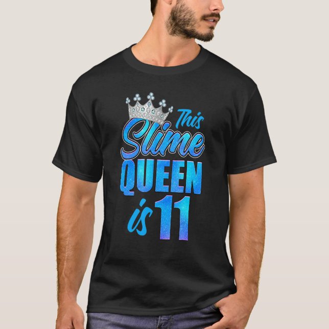 Slime Queen 11:e Födelsedagsfesten 11 år gammal fl T Shirt (Framsida)