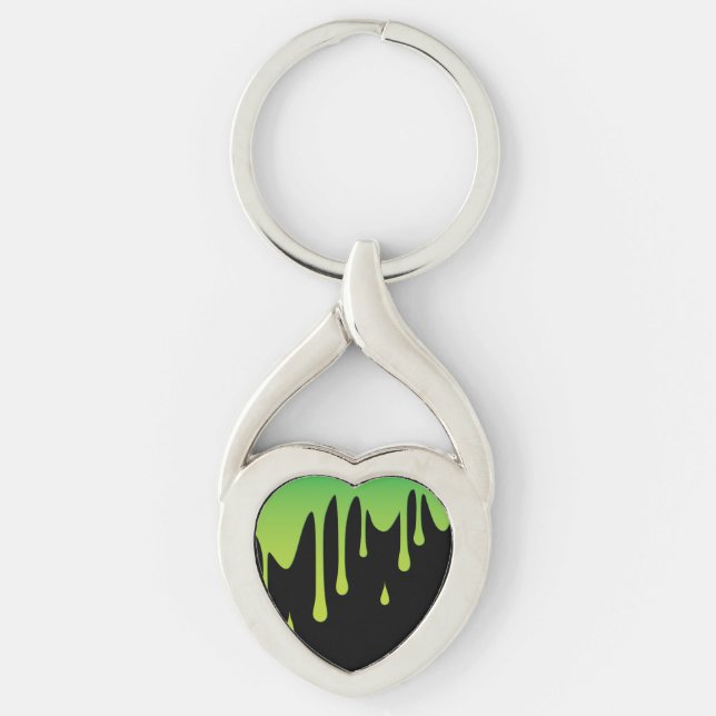 Slimmad droppe twisted heart silverfärgad nyckelring (Framsidan)