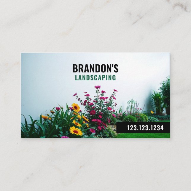 Slimmad Grönt Flower Bed Garden Landscaping Visitkort (Framsida)