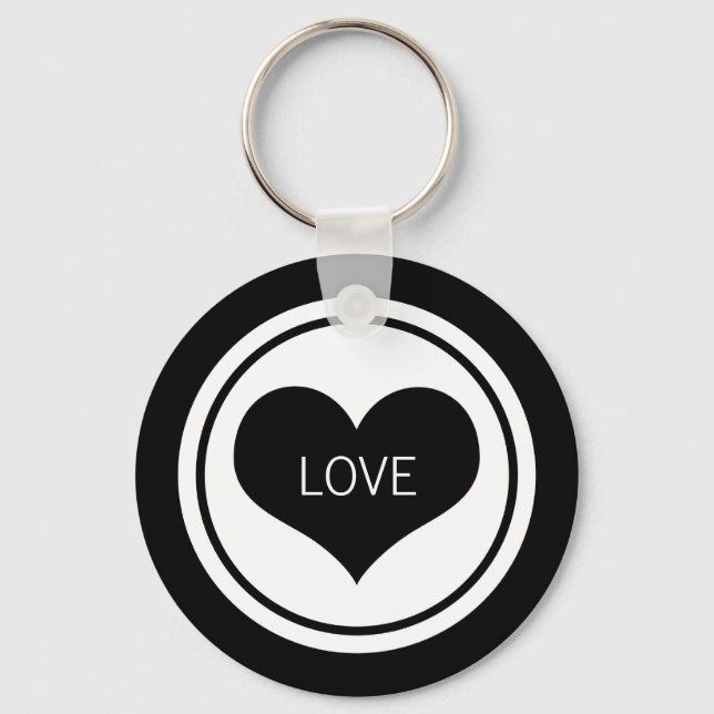 Slimmad Hjärtnyckelring, svartvitt Nyckelring (Framsida)