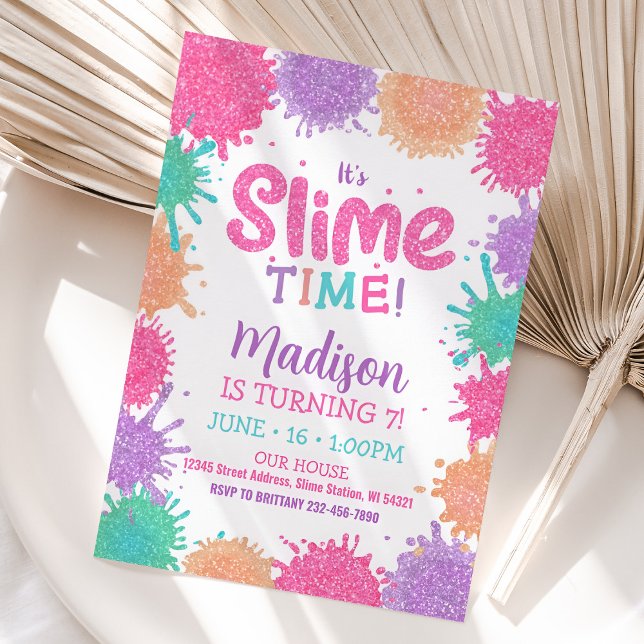 Slimmad inbjudan, Slime Party-inbjudan Inbjudningar (Slime Invitation)