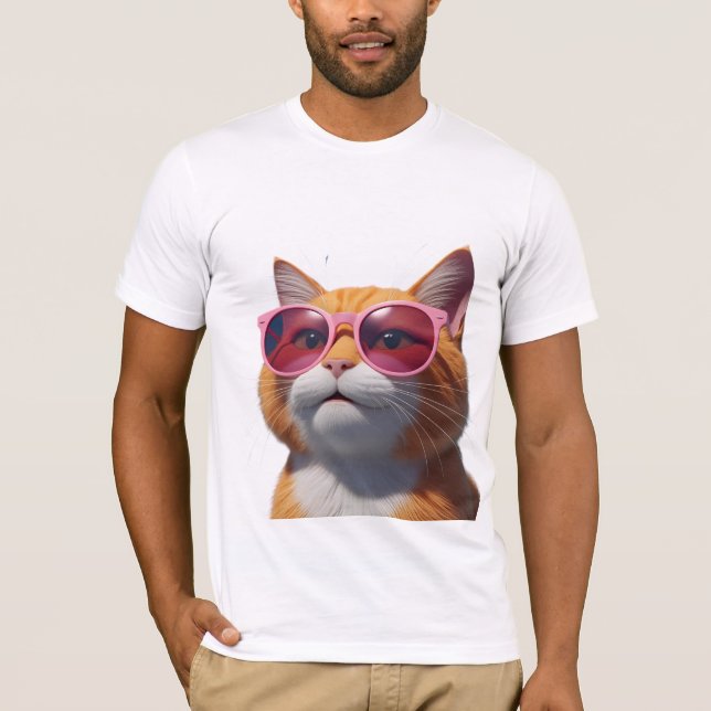 Slimmad Kattdjur 3D Sunglass Tee (Framsida)