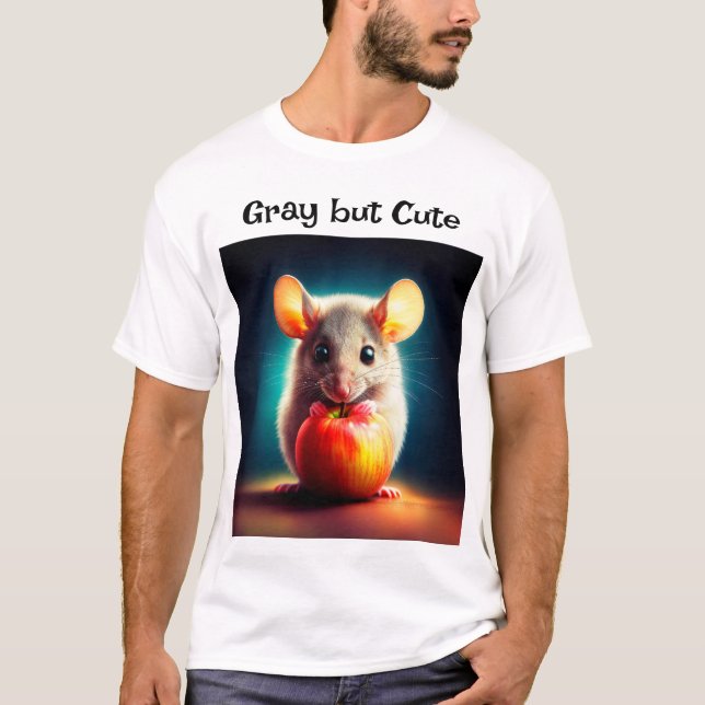 Slimmad liten mus med glansig äppelkökskonst t shirt (Framsida)