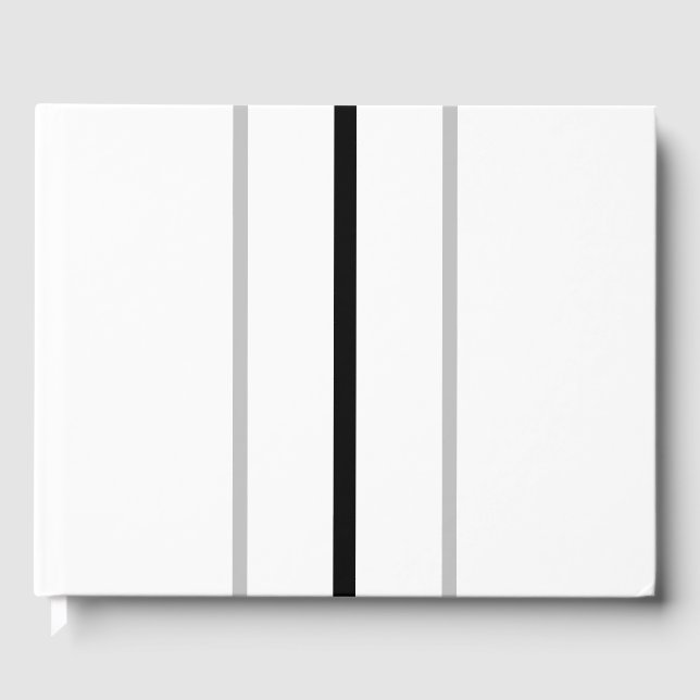 Slimmad Lodrät Black Grått Tävla Rand på vit  Gästböcker (Framsida)